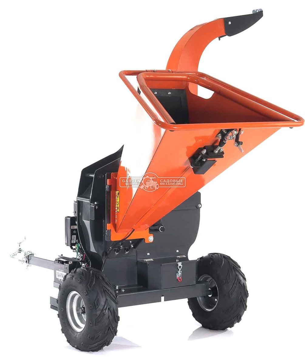 Измельчитель веток ZimAni LS 150 DH (PRC, Loncin 420 куб.см., 15 л.с., с эл. старт, дисковый, ветки до 100 мм, повор. желоб, одноосный прицеп, 250 кг)
