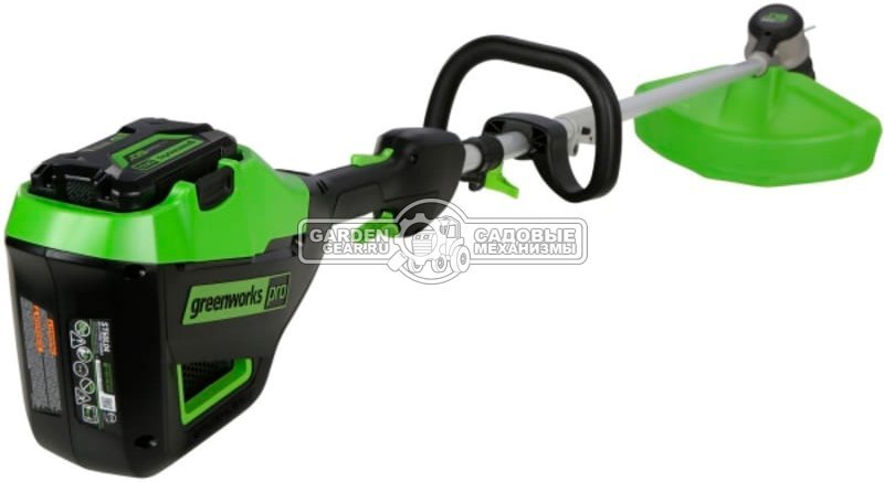 Триммер аккумуляторный GreenWorks GD60LT с АКБ 4 А/ч и ЗУ (PRC, BL 60В, леска 2.0 мм, D-рукоятка, 3.6 кг)