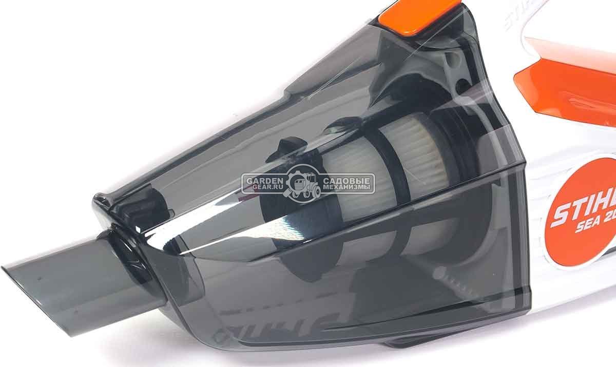 Пылесос аккумуляторный Stihl SEA 20 SET c AS2 и AL1 (PRC, 10,8В, 2,5 Ач, 1020 л/мин, 80 мбар, контейнер 0,75 л, сумка, 1,1 кг.)