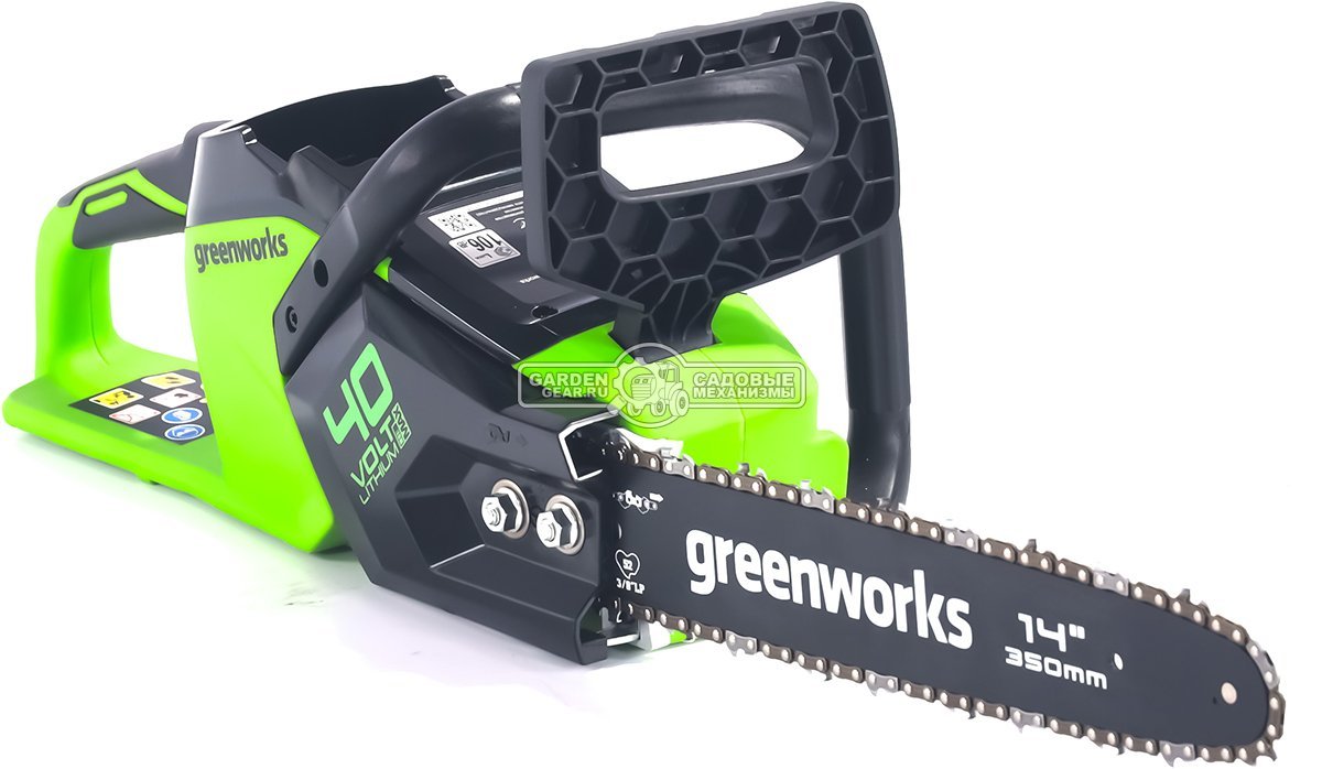 Пила аккумуляторная цепная GreenWorks GD40CS15 без АКБ и ЗУ (PRC, Li-ion 40В, беcщеточная, 14"/35 см, 5.0 кг)