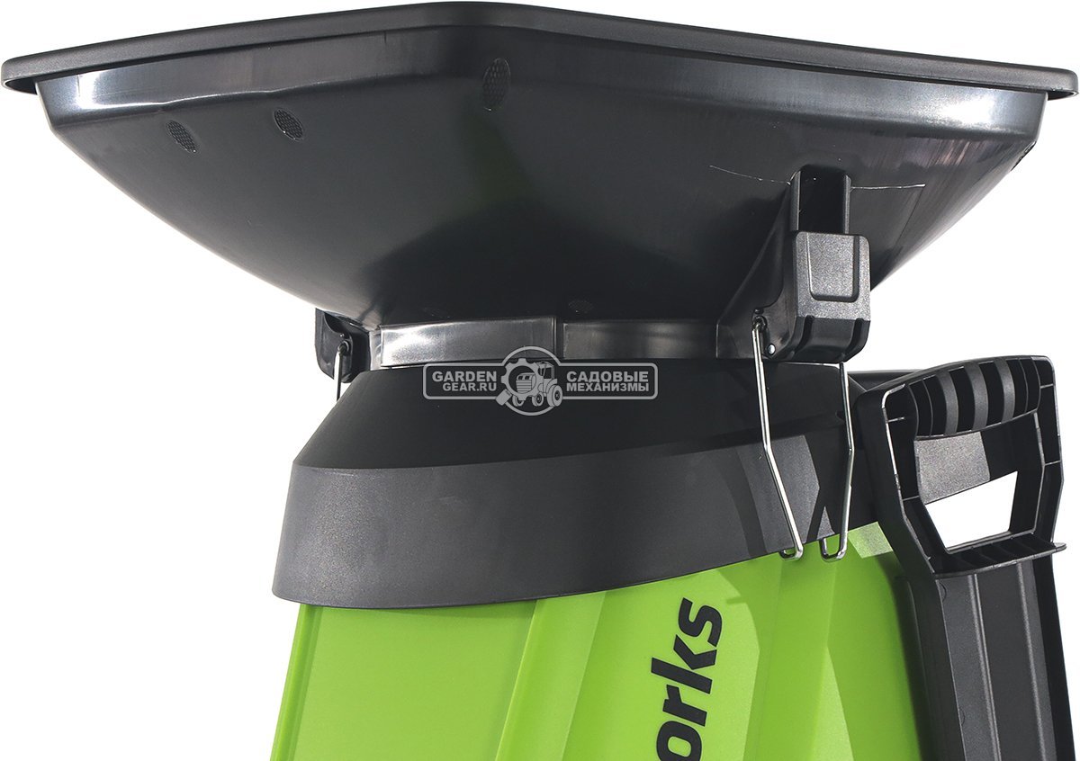 Садовый измельчитель веток электрический GreenWorks GW-2800SD (PRC, 2800 Вт, ветки до 40 мм, контейнер 40 л, 15 кг)