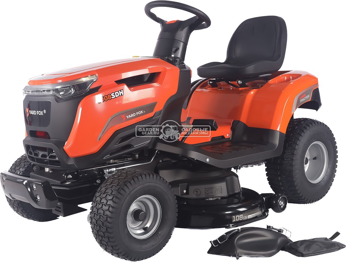 Садовый трактор Yard Fox Optima T 108 SDH (PRC, Loncin V-Twin 586 куб.см., гидростатика, боковой выброс, ширина кошения 108 см, 200 кг)