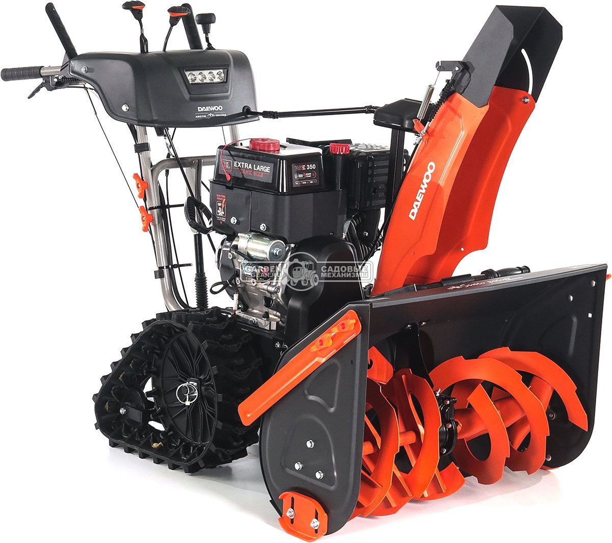 Снегоуборщик Daewoo DAST 430 гусеничный (PRC, 76 см, Daewoo WXE 350, 310 см3, запуск от аккумулятора, фара, гусеницы Arctic track, 125 кг.)