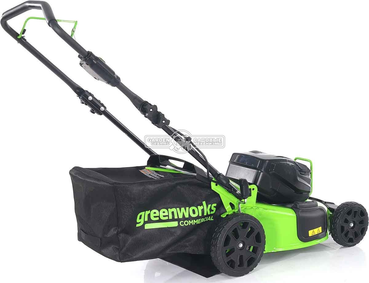 Газонокосилка аккумуляторная GreenWorks GC82HPLM51 без АКБ и ЗУ (PRC, BL 82В, 51 см, сталь, 2 слота под АКБ,  3 в 1, 60 л, 34.5 кг)