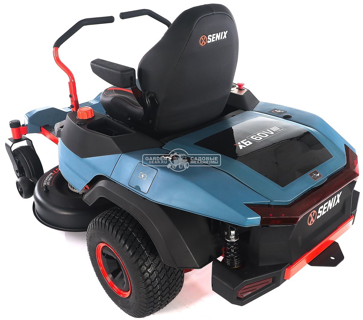 Садовый райдер Senix ZTRX6-M-EU аккумуляторный с 4 АКБ 12 А/ч и ЗУ с нулевым радиусом разворота (PRC, BL 60В, 107 см, 6 слотов для АКБ, LED, 200 кг)