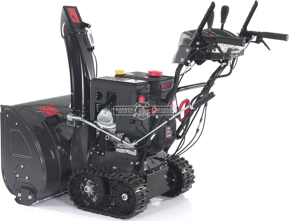 Снегоуборщик Evoline SBG 760 TLE гусеничный (PRC, 76 см, Loncin, 420 см3, эл/стартер 220В, фара, разблокировка гусениц, подогрев рукояток, 130 кг)
