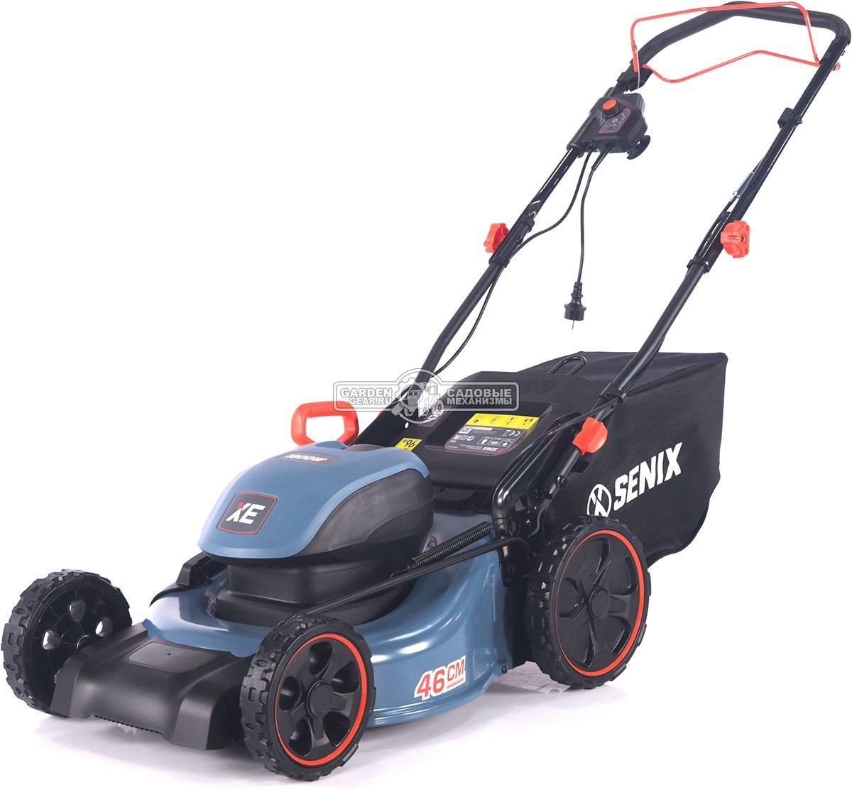 Газонокосилка электрическая самоходная Senix LSSE18-M-EU (PRC, 1800 Вт, 46 см, сталь, 55 л, 25 кг)