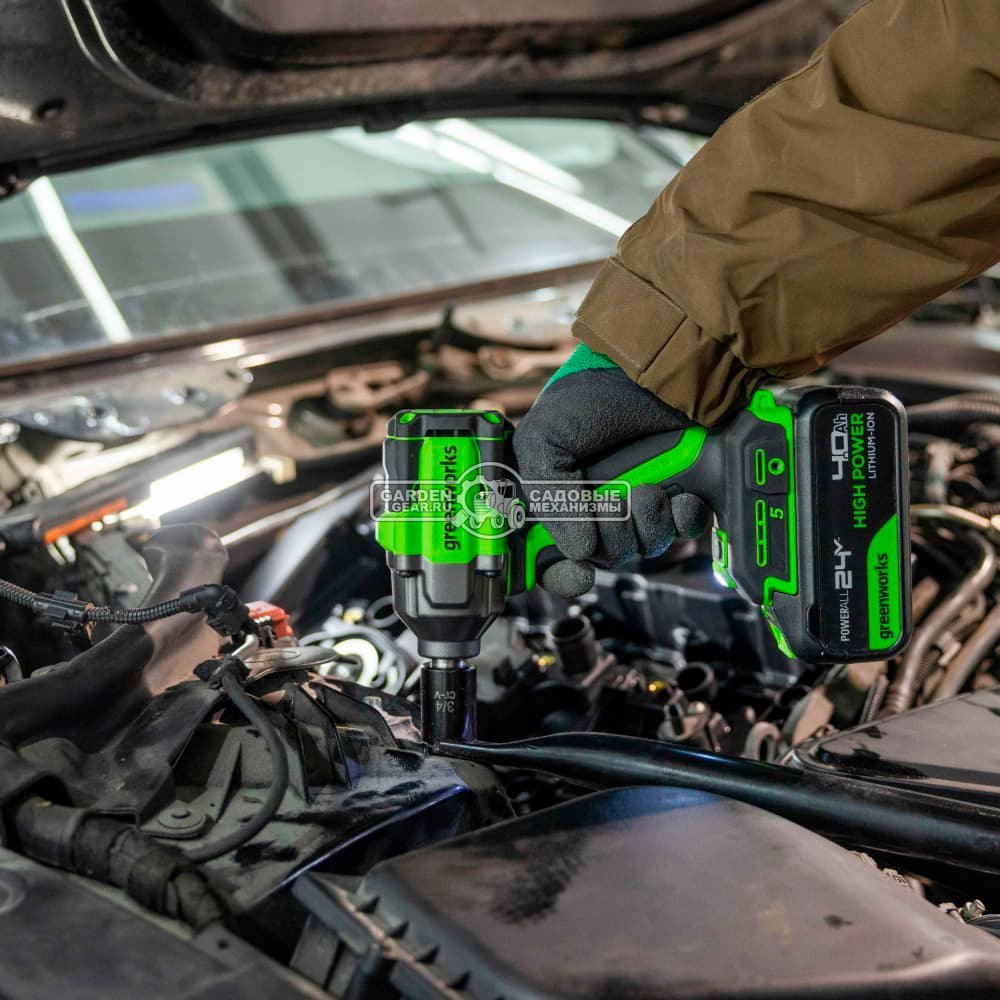 Гайковерт ударный аккумуляторный GreenWorks IW5500 без АКБ и ЗУ (PRC, BL 24В, 500 Нм, 1.25 кг)