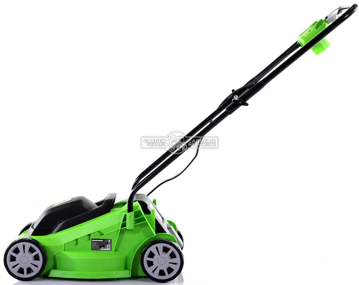 Газонокосилка электрическая GreenWorks GLM1232 (PRC, 32 см, 1200 Вт, плаcтик, 25 л, 7 кг)