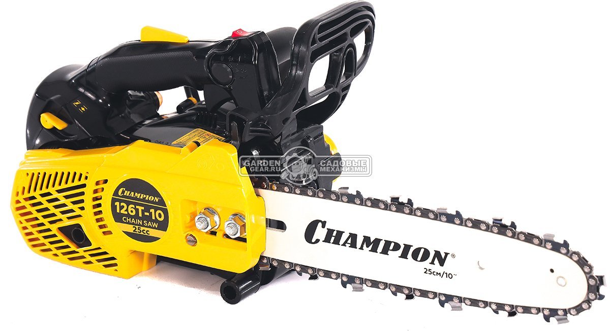 Бензопила сучкорез одноручная Champion 126T 10" (PRC, 25 куб.см., 1.15 кВт/1.54 л.с., 3/8"-1.3-40E, 2.4 кг)