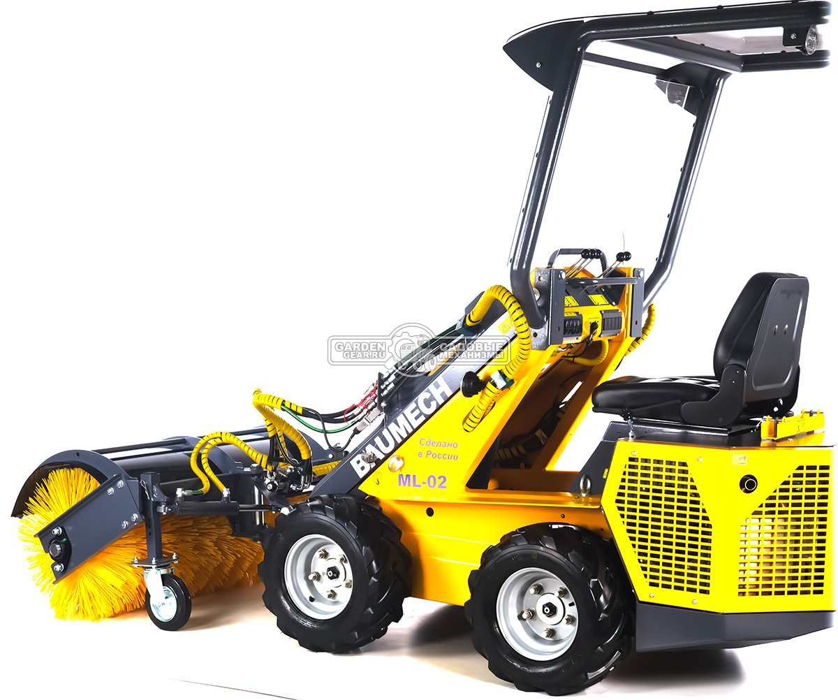 Универсальная машина мини-погрузчик Baumech ML-02 Pro + гидравлическая щётка 115 см. + каркас безопасности с двигателем Zongshen GB750 EFI инжектор