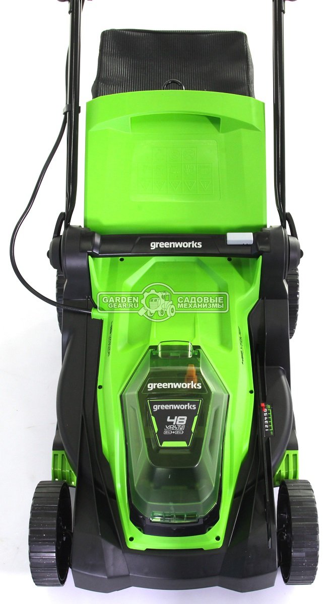Газонокосилка аккумуляторная GreenWorks G24X2LM41 без АКБ и ЗУ (PRC, 24В, 41 см, 2 слота для АКБ, пластик, мульчирование, 50 л, 18 кг)