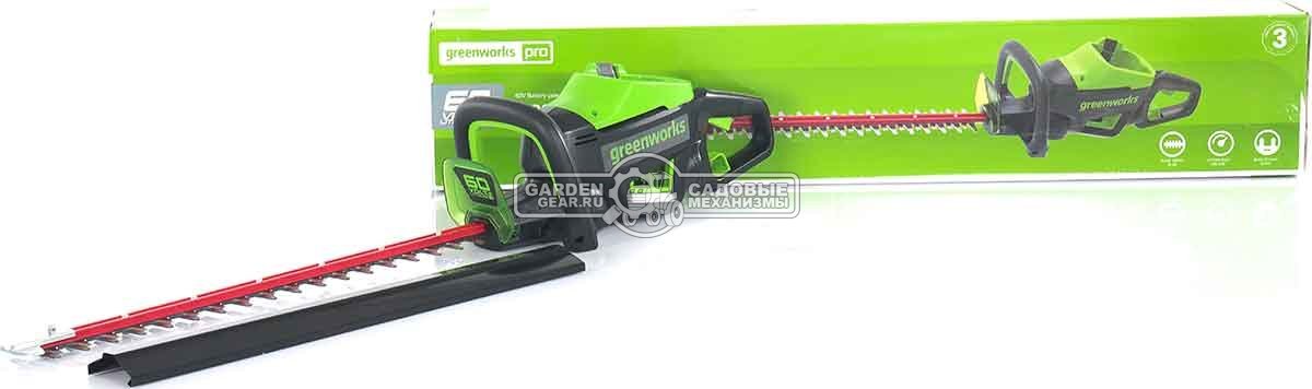 Кусторез аккумуляторный GreenWorks GD60HT66 без АКБ и ЗУ (PRC, BL 60В, 66 см, ветки до 28 мм, 3.2 кг)