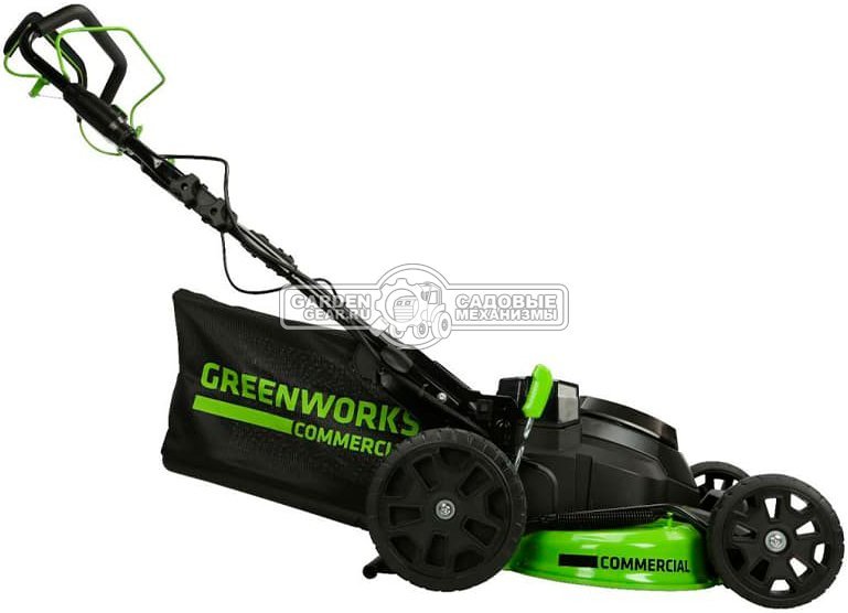Газонокосилка аккумуляторная самоходная GreenWorks GC82LM61S TwinForce без АКБ и ЗУ (PRC, BL 82В, 61 см, сталь, 2 слота для АКБ, мульч., 70 л, 32 кг)