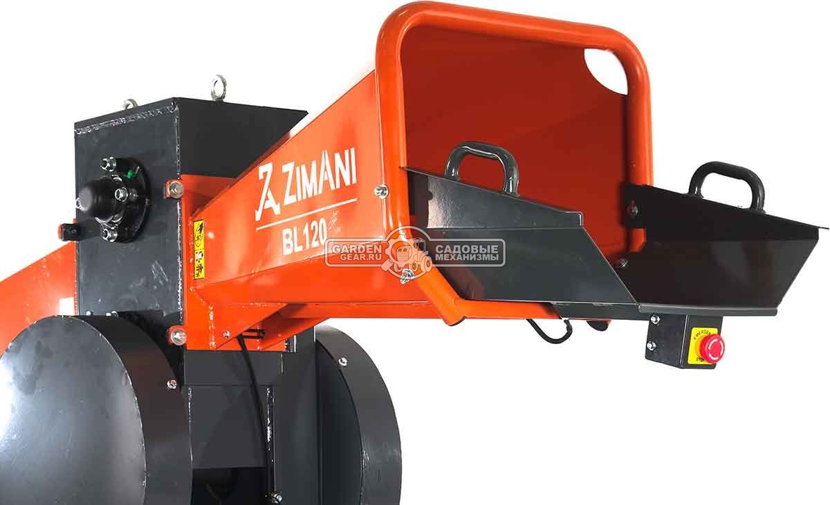 Измельчитель веток ZimAni BL 120 (PRC, Loncin 420 куб.см., 15 л.с. с электростартером, вал с 3-мя ножами, ветки до 120 мм, двуосный прицеп, 315 кг)