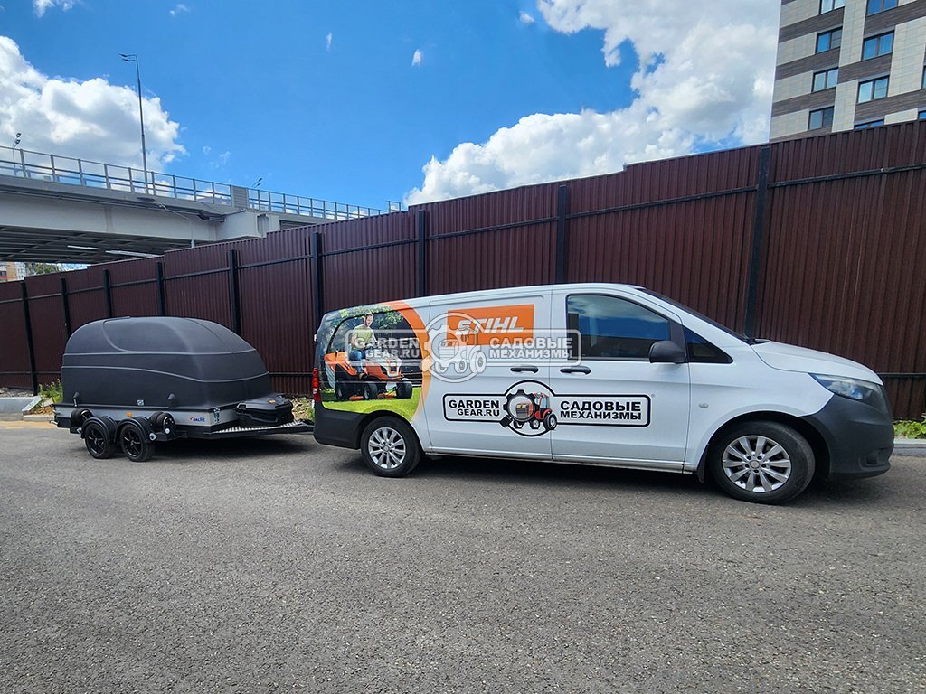 Прицеп с опускающейся платформой на пневмоподвеске Baltic Mechanic Polygon-City PC 750 Спарка для перевозки спецтехники, пневмолифт, крышка, 3500x1500