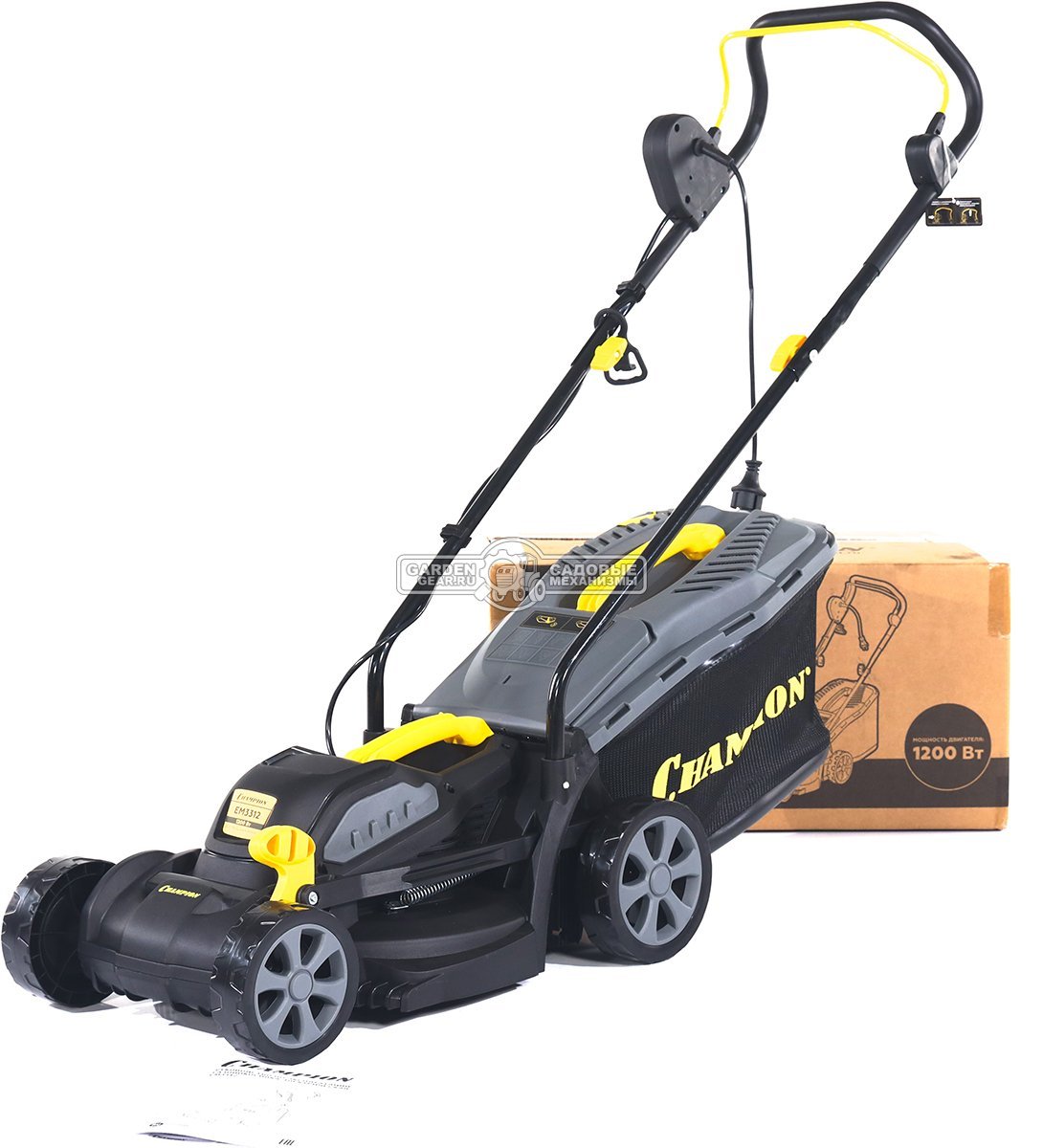 Газонокосилка электрическая Champion EM3312 (PRC, 1200 Вт, 33 см, пластик, 30 л, 9.3 кг)