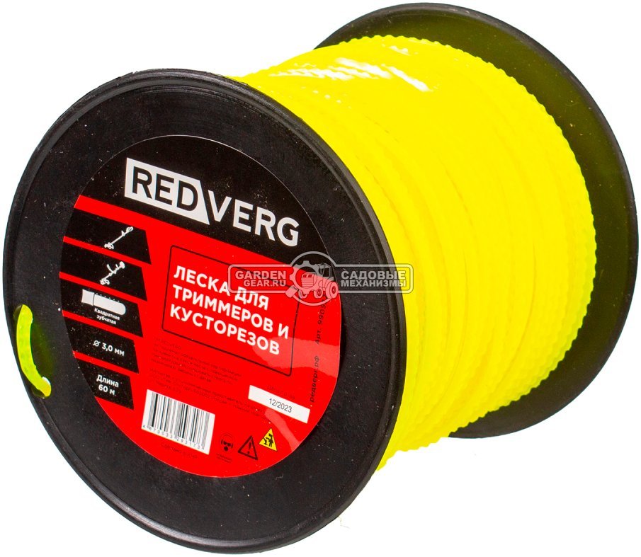 Леска Redverg 3.0 мм, квадратная зубчатая, 60 м.