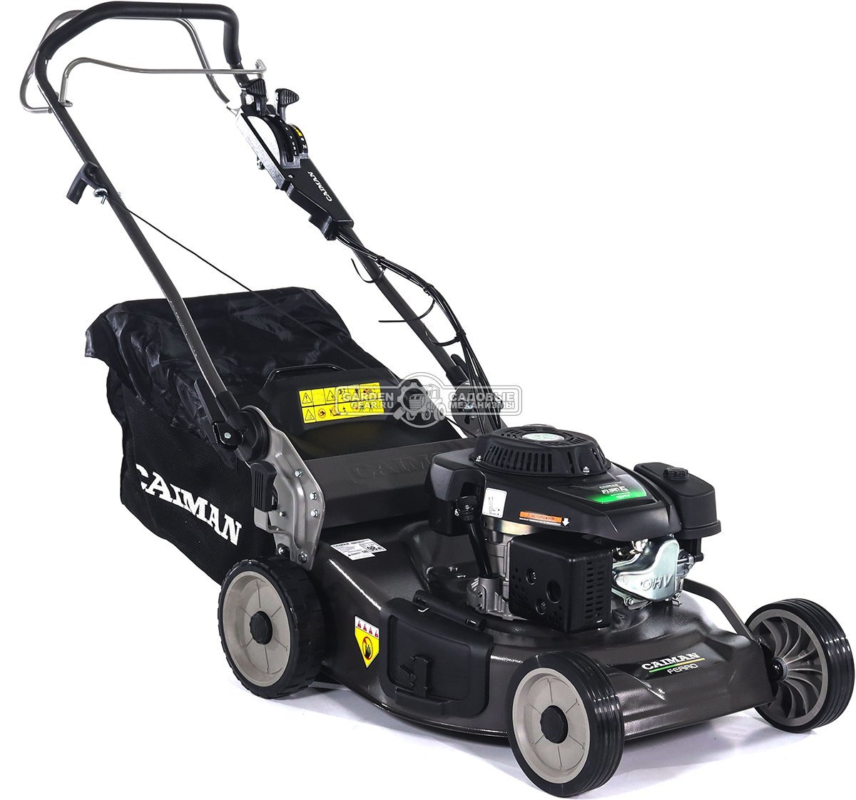 Газонокосилка бензиновая Caiman Ferro 55CLV (RUS, 55 см, Caiman Green Engine, 196 см3, сталь, вариатор, 4 в 1, 70 л, 50 кг)