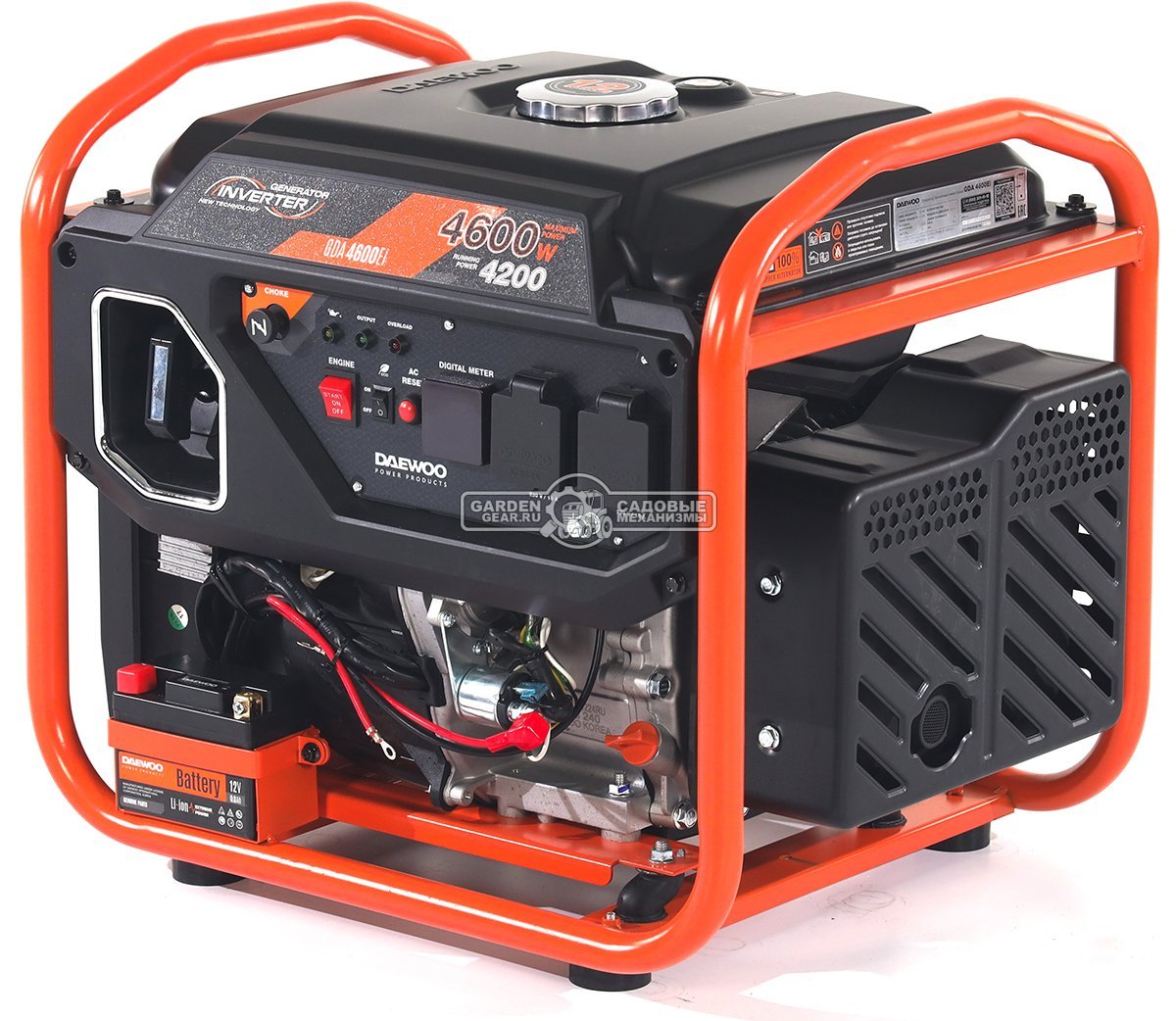 Бензиновый генератор инверторный Daewoo GDA 4600Ei с электрозапуском (PRC, Daewoo, 236 см3, 4,2/4,6 кВт, 12 л, рама, 35 кг)