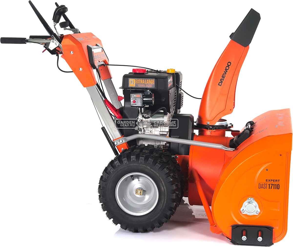 Снегоуборщик Daewoo DAST 17110 (PRC, 108 см., Daewoo, 450 куб.см., эл/стартер 220В, фара, скорости 5/2, 4 колеса, подогрев рукояток, 150 кг.)