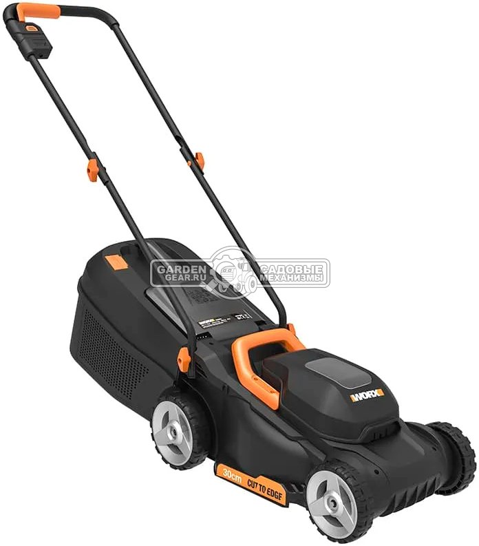 Газонокосилка аккумуляторная Worx WG730E с АКБ 4 А/ч и ЗУ (PRC, 20В, 30 см, пластик, 30 л, 9.7 кг)