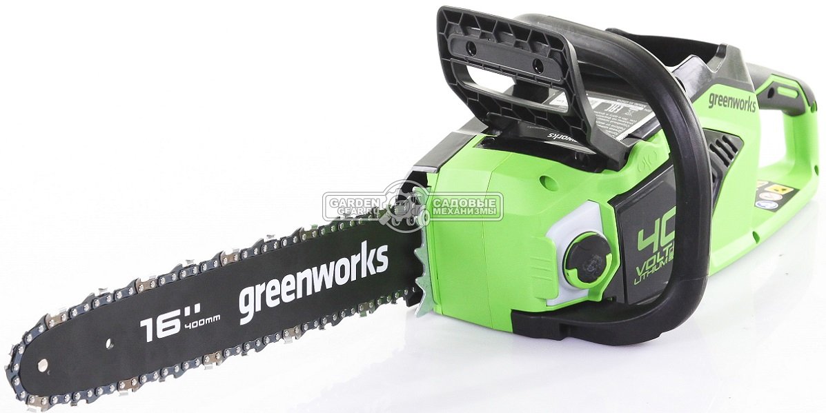 Пила аккумуляторная цепная GreenWorks GD40CS18K2 16&quot; с АКБ 2 А/ч и ЗУ (PRC, BL 40В, 3/8&quot;-1.3-56E, 3.8 кг)