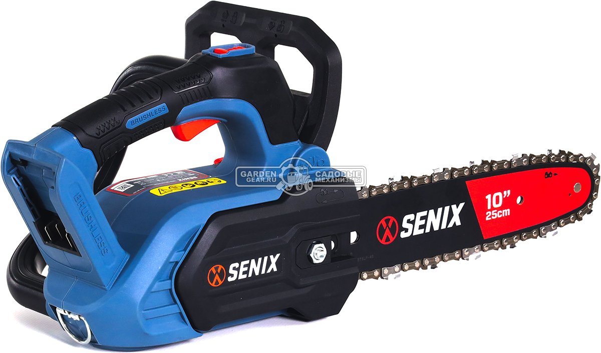 Пила аккумуляторная цепная Senix CSX2-M1-EU 10" с АКБ 4 А/ч и ЗУ (PRC, BL 20В, 3/8",1.1 мм, 40E, 3.2 кг)
