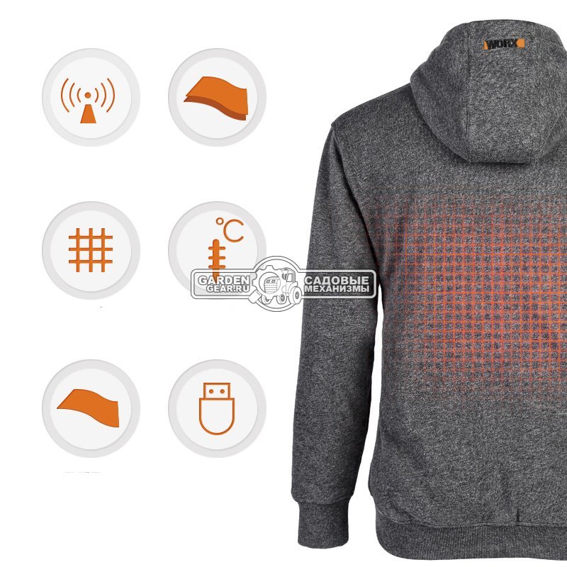 Толстовка с подогревом Worx WA4660, черная, снята с производства
