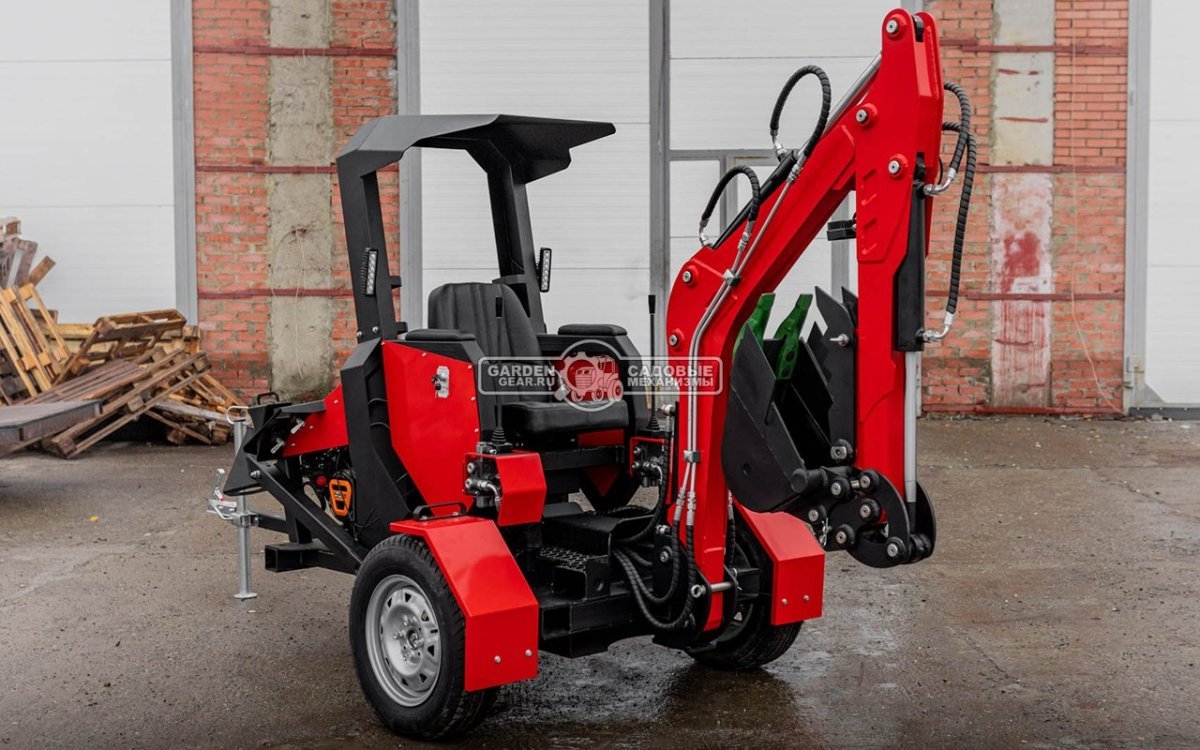 Прицепной экскаватор RED Rhino RBV-08 профессиональная комплектация, Loncin LC2V78FD-2., глубина копания 2,2 м., ковш 250 мм., 750 кг.