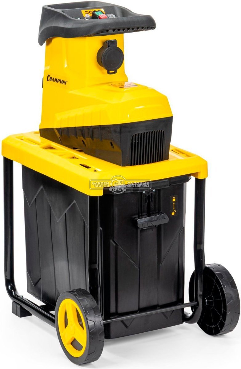 Садовый измельчитель веток электрический Champion SH300 (PRC, 3000 Вт, ветки до 45 мм, валик с ножами, 60 л, 26.5 кг)