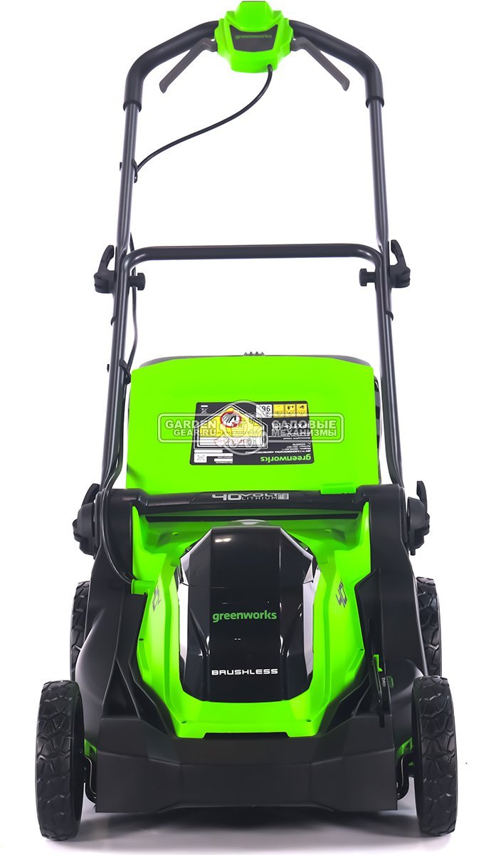 Газонокосилка аккумуляторная GreenWorks GD40LM411 с АКБ 5 А/ч и ЗУ (PRC, BL 40В, 41 см, пластик, мульчирование, 60 л, 16.5 кг)
