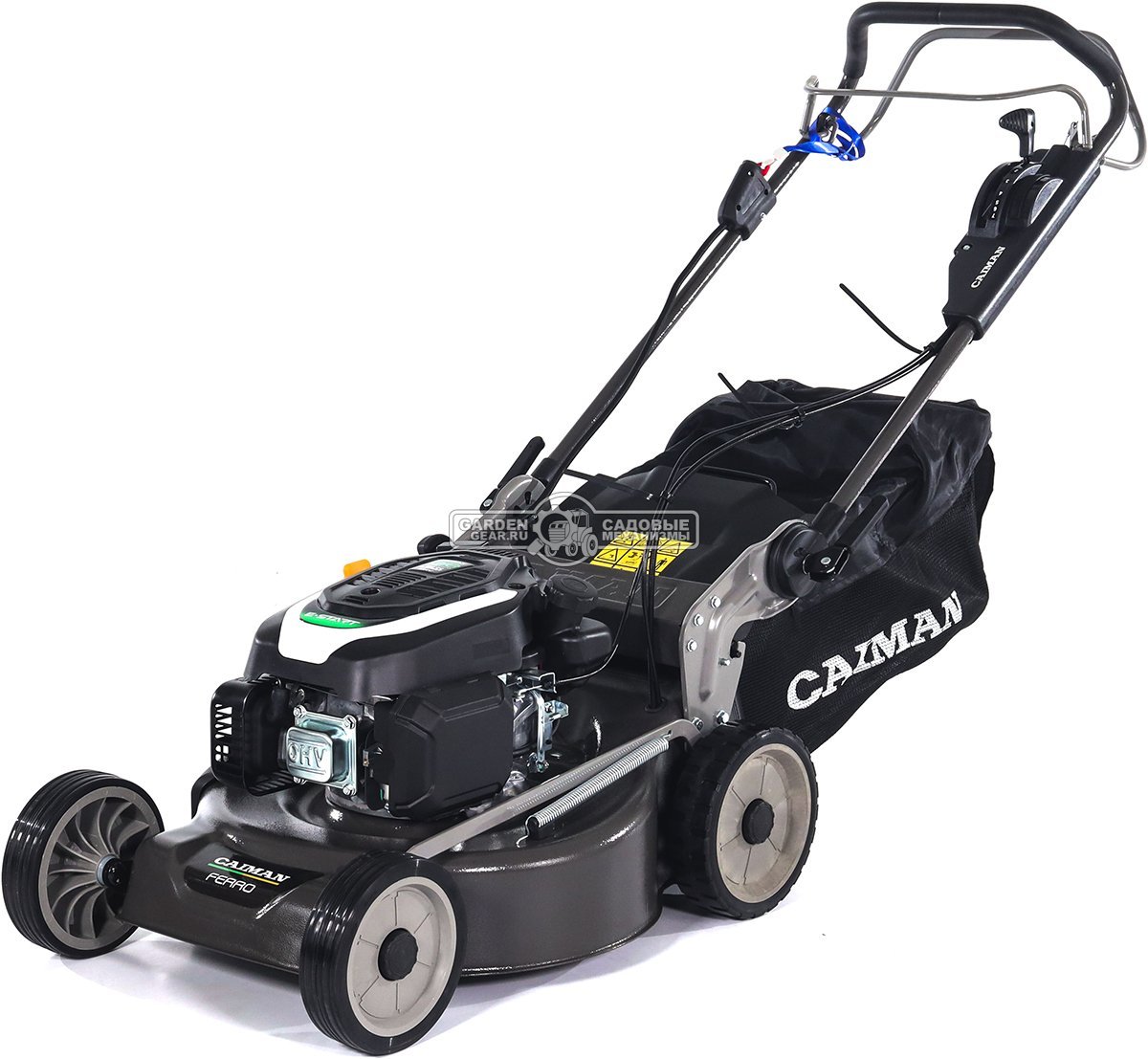 Газонокосилка бензиновая Caiman Ferro 52CVE с электрозапуском (RUS, 49 см, Caiman Green Engine, 166 см3, сталь, 4 в 1, 60 л, 44 кг)