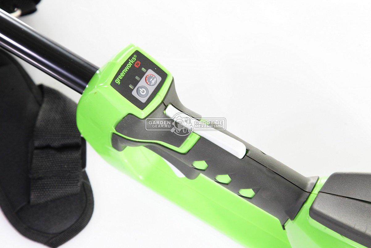 Мотокоса аккумуляторная GreenWorks GD40BCK4 с АКБ 4 А/ч и ЗУ (PRC, BL 40В, нож 4Т + леска 2.0 мм, D-ручка, ремень, 5.0 кг)