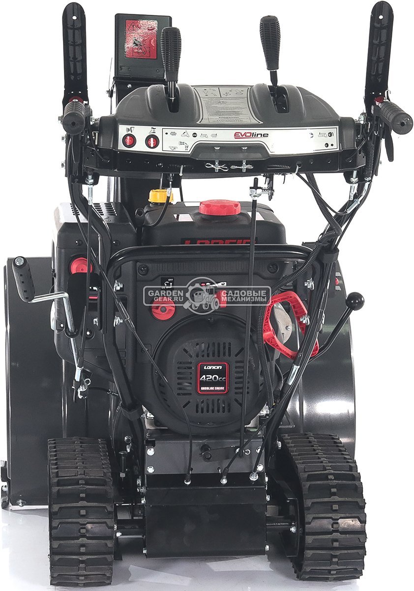Снегоуборщик Evoline SBG 760 TLE гусеничный (PRC, 76 см, Loncin, 420 см3, эл/стартер 220В, фара, разблокировка гусениц, подогрев рукояток, 130 кг)