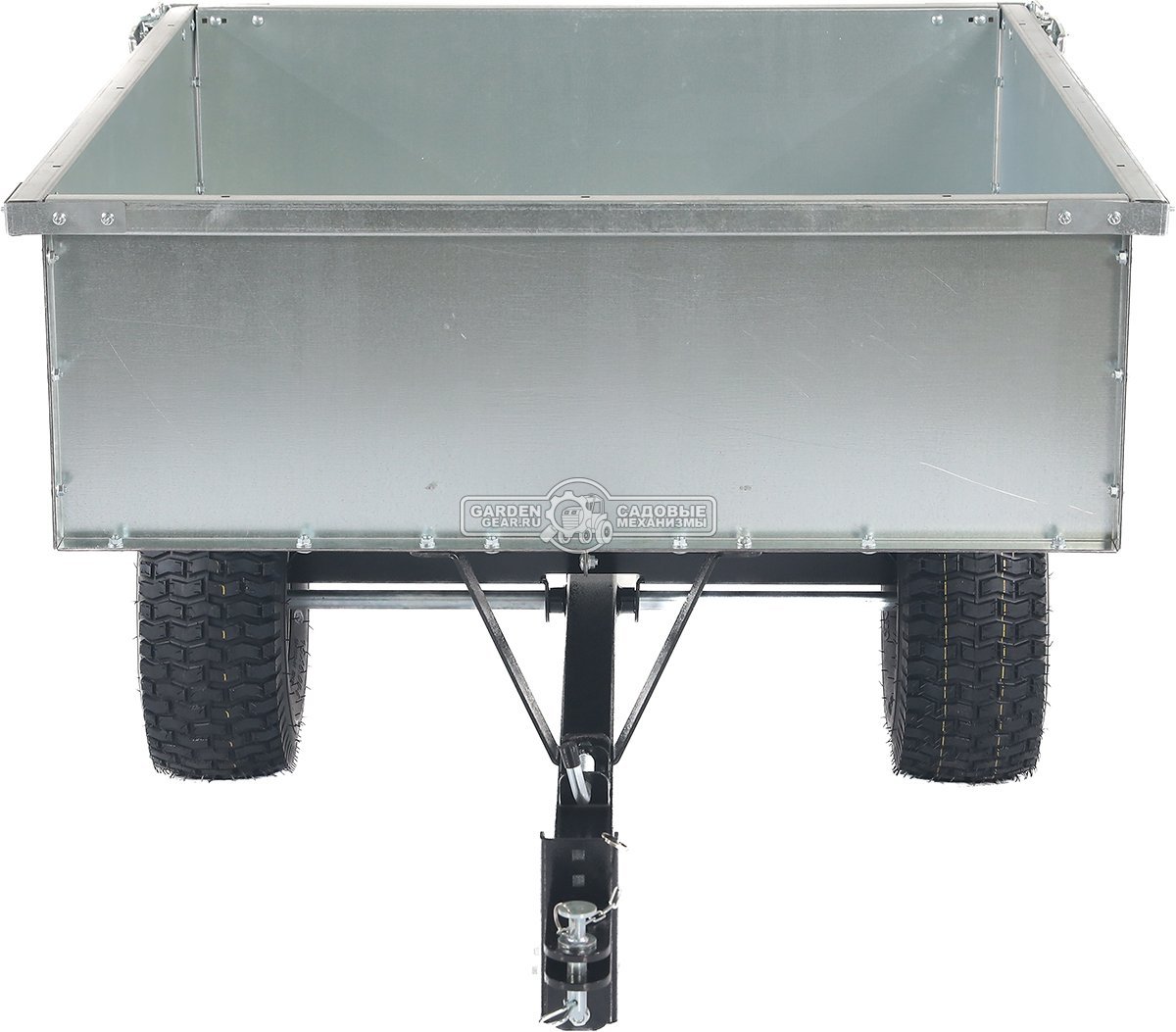 Тележка - прицеп ZimAni GT410x2 Stainless steel 500 для садовых тракторов, с механизмом опрокидывания (оцинкованной сталь, 500 кг)