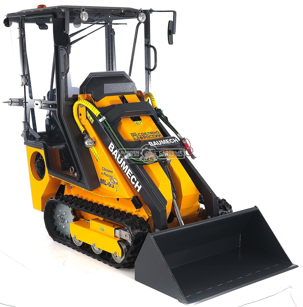 Универсальная машина мини-погрузчик Baumech ML-03 Pro с зимней кабиной + ковш универсальный 110 см., с двигателем Honda GX630 V-Twin