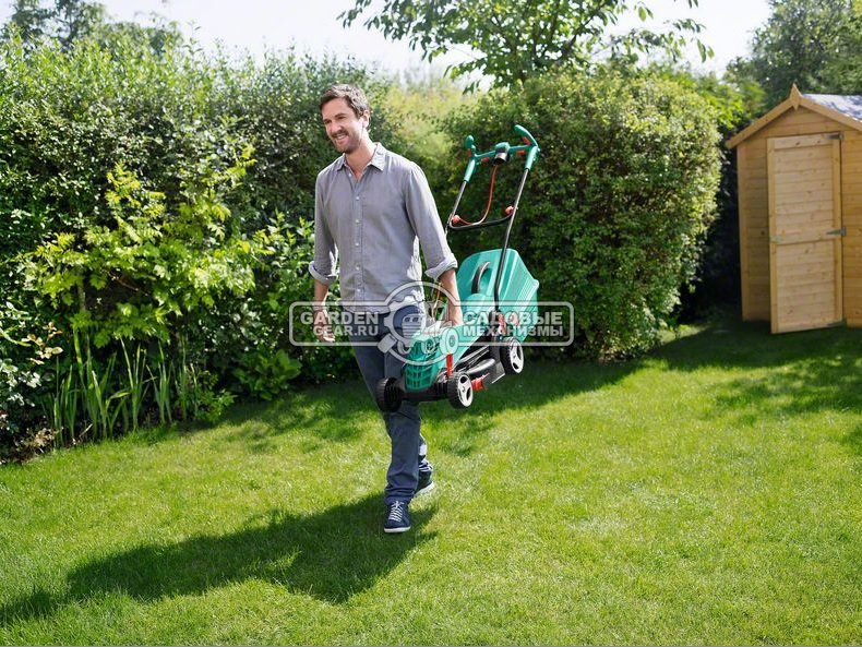 Газонокосилка электрическая Bosch ARM 34 (PRC, 1300 Вт., 34 см., пластик, 40 л., 11 кг.)