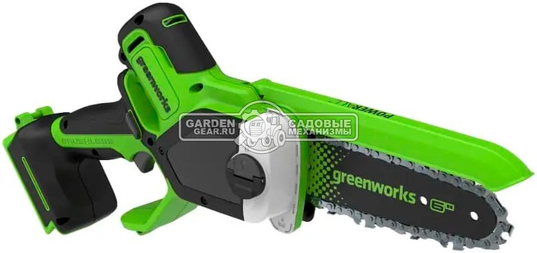 Аккумуляторный цепной сучкорез - минипила GreenWorks GD24CS15 без АКБ и ЗУ (PRC, BL 24В, шина 6"/15 см, 0.325"-1.1-30E, 1.2 кг)
