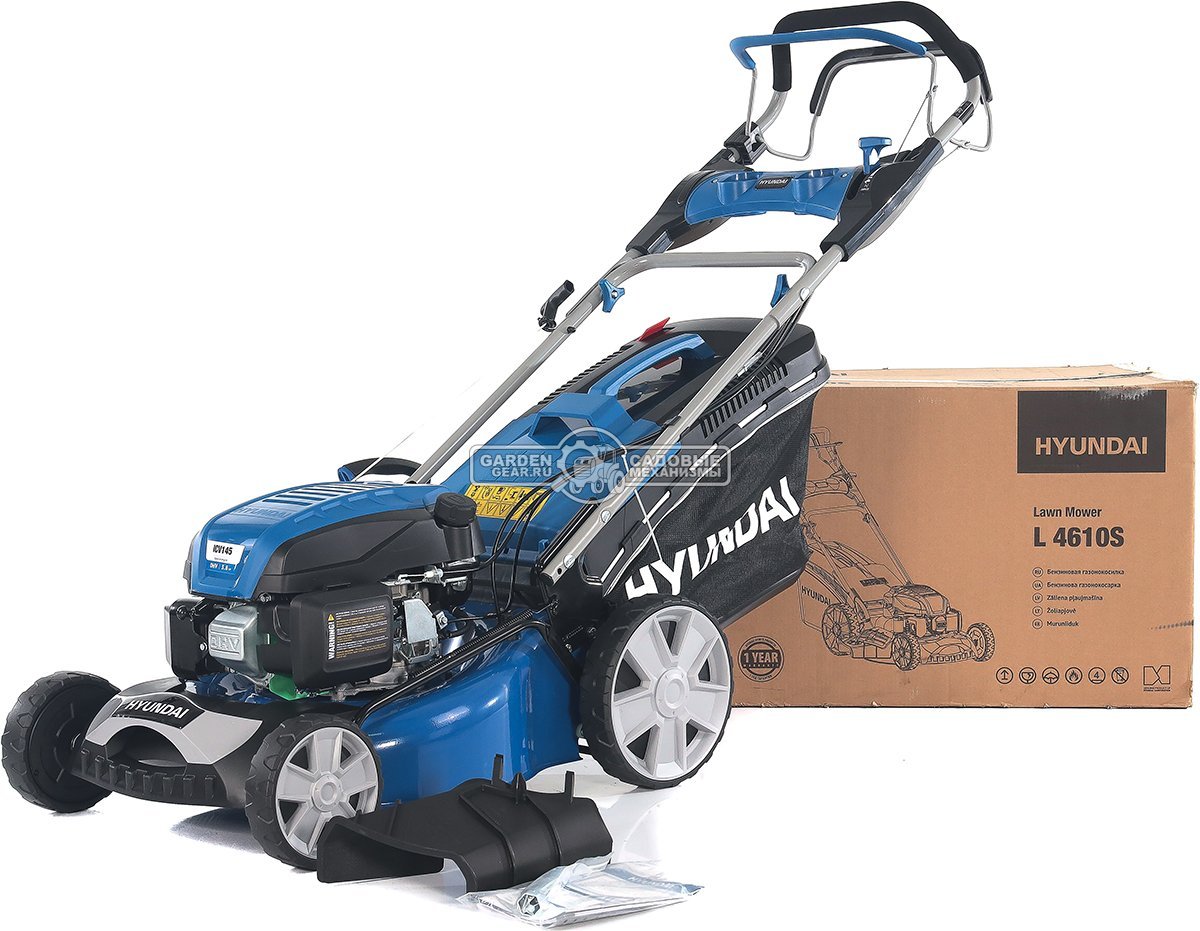 Газонокосилка бензиновая Hyundai L 4610S (PRC, 46 см, Hyundai, 145 см3, 65 л, сталь, 3 в 1, 33.8 кг)