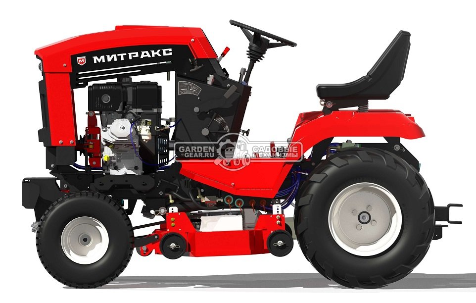 Садовый трактор Митракс Т100 с косильной декой 110 см (RUS, Zongshen 750 куб.см., 24 л.с. гидростатич. трансм., одноточечная сцепка, 485 кг)