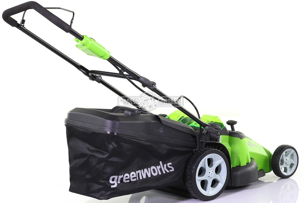 Газонокосилка аккумуляторная GreenWorks G40LM49DB Twin Force без АКБ и ЗУ (PRC, 40В, 49 см, 2 слота для АКБ, пластик, мульчирование, 60 л, 19.3 кг)