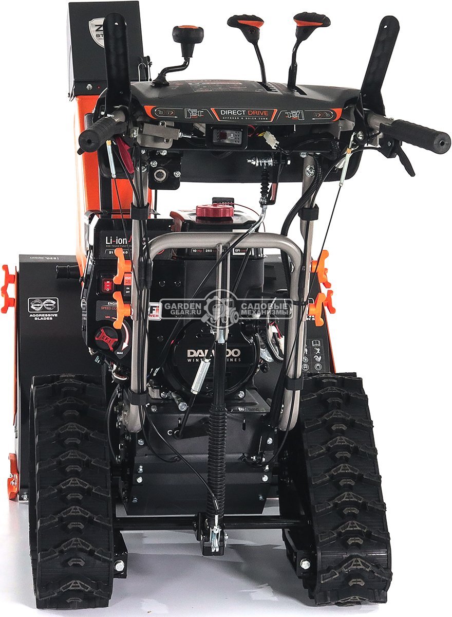 Снегоуборщик Daewoo DAST 427 (EFI) гусеничный (PRC, 68 см, Daewoo WXE 300 EFI, 260 см3, запуск от аккумулятора, фара, гусеницы Arctic track, 120 кг.)