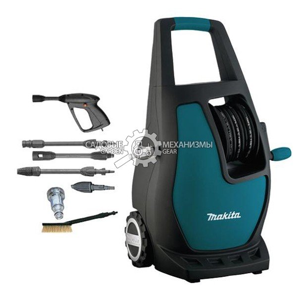 Мойка высокого давления Makita HW112 (PRC, 1600 Вт, 120 Бар, 370 л\час, барабан + шланг 5.5 м,14.1 кг)