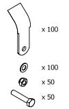 Комплект цеповых ножей с крепежом SABO  для GLADIATOR 95F / 110F, 100 шт