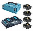 Набор Makita LXT MKP1RT182: аккумулятор BL1850B х 4 шт + ЗУ DC18RD двойное + кейс MakPac 2