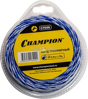 Леска триммерная Champion Sky-cutter 2,4 мм., 2-х компонентный материал, витой квадрат 2, 15 м.