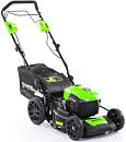 Газонокосилка аккумуляторная самоходная GreenWorks GD40LM46SP с АКБ 4 А/ч и ЗУ (PRC, BL 40В, 46 см, 2 слота для АКБ, сталь, 4 в 1, 55 л, 29 кг)