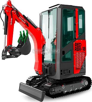 Гусеничный полноповоротный экскаватор RED Rhino RBX-18 с кабиной, Lifan 29 л.с., глубина копания 2,2 м., 1800 кг.