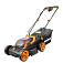 Газонокосилка аккумуляторная Worx WG779E с 2 АКБ 2.5 А/ч и ЗУ (PRC, 2х20В, 34 см, пластик, 30 л, 14 кг)